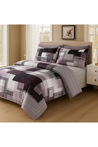 Casa Pucioasa Fine Cotton Bed Linen & Pieces -Purple Geometric Pattern,Regular Sheet -Casa Pucioasa