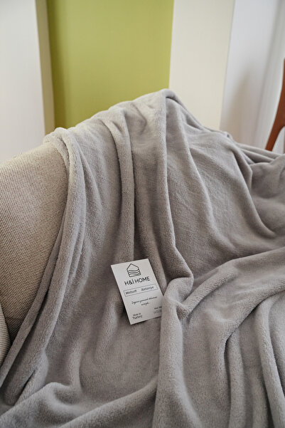 H&İ HOME TEXTILE Wellsoft Battaniye - Peluş Battaniye - Açık Gri - 160x220 Cm
