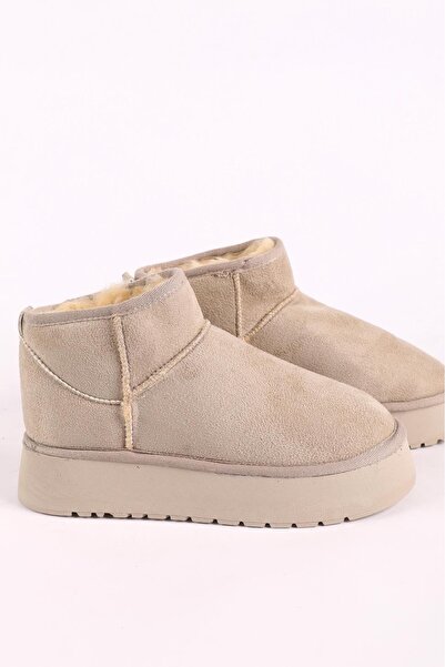 Lades Mini Süet İçi Kürklü Kalın Tabanlı Kadın Bot