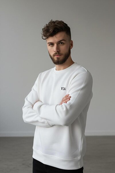 EGEVİA سويت شيرت للجنسين ذو مقاس عادي مكون من مبطن بالصوف خيوط