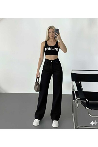 Livik Power Straight Fit Μαύρο Lycra Φαρδύ τζιν