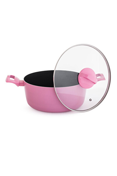 Newflon Neoflam Rose 8-Piece Cookware Set - Modern design in elegant pink color and transparent glass lid