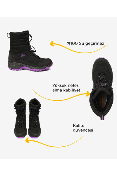 Greyder Kız Çocuk Siyah Mor Su Geçirmez Outdoor Kar Botu 5K5GC00172