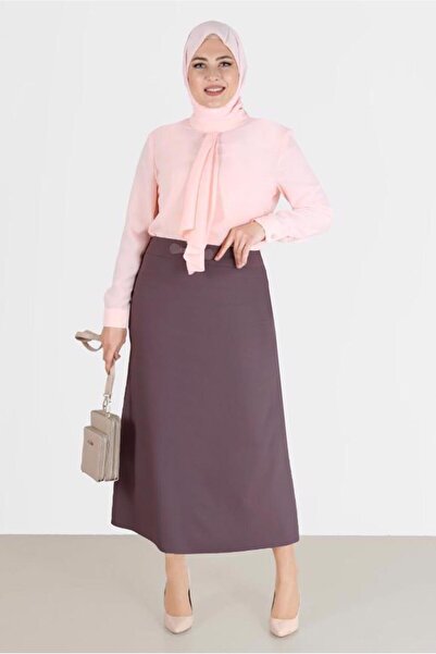 Alvina Leather Detailed Waist Skirt 60217