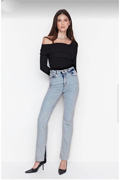 Livik Eliza Women Ikon Сині джинси з еластичною талією та широкими штанинами. (Супервисока талія.) Широкі штанини.