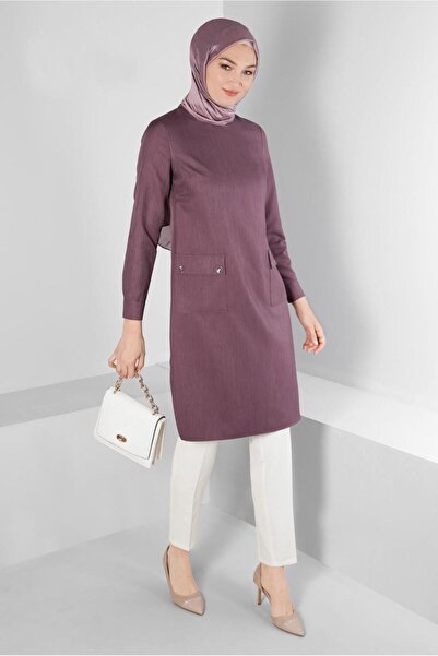 Alvina Slit Detailed Pocket Tunic - 43424