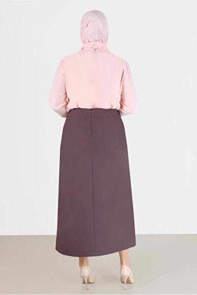 Alvina Leather Detailed Waist Skirt 60217