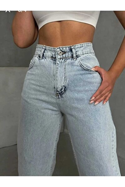 Livik My Women Blue Lycra Pantaloni largi cu talie super înaltă