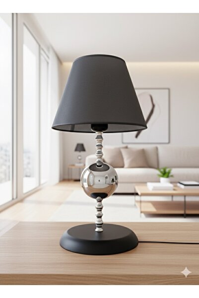asellus Moon Luxury Silver Globe Lampshade Modern Bedroom Table Lamp with Black Head 2025 Trend