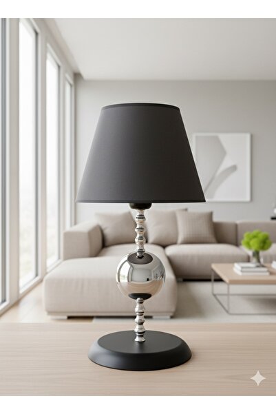 asellus Moon Luxury Silver Globe Lampshade Modern Bedroom Table Lamp with Black Head 2025 Trend