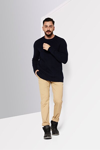 Karl Lagerfeld Men Crew Neck Knitted Long  Sleeve Sweater, Navy