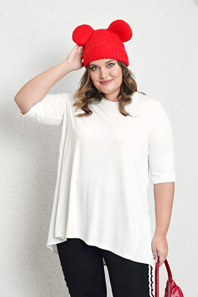 Büyük Moda Viscose T-Shirt with Satin Detail on the Back