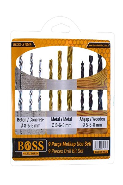 BOSS “BOSS 9 Parça Endüstriyel Matkap Ucu Seti – HSS/Co Dayanıklı Uçlar, Çok Amaçlı Kullanım”