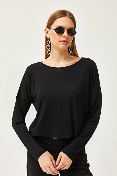 Olalook Γυναικεία μαύρη μπλούζα από βισκόζη BLZ-19002588