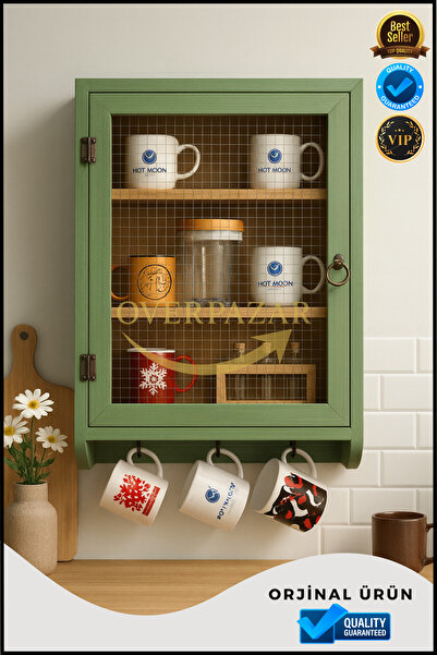 Overbazaar Ahşap Özel Üretim El Işçiliği Masif Ahşap Çam Ağacı Tel Dolap 50* ...