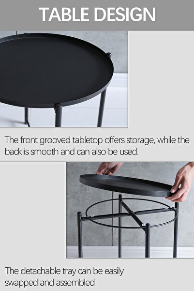 Generic Round Steel Table Black 45x53x45cm