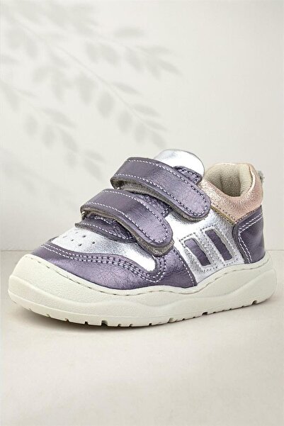 Rakerplus حذاء رياضي للأطفال - جلد طبيعي، فضي بلاتيني