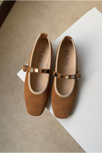 Mupa Shoes Women's Ballet Flats Camel Suede