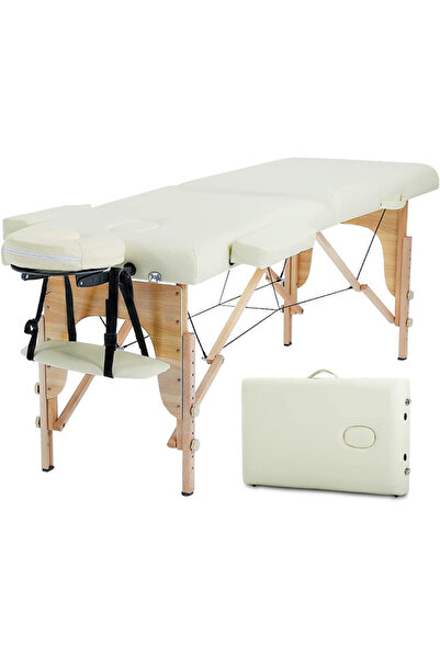 sharpdo Portable 84in Folding Massage Table, Height Adjustable, PU Leather, Brown