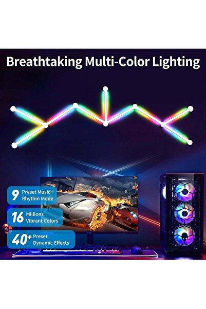 fulina 9 Wi-Fi RGB Smart Light Lines, Music Sync Home Wall Creative Decor Light Bars (White)