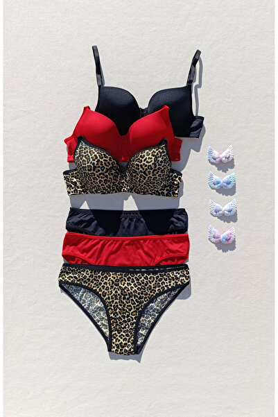 siyalife Hollow Covered Underwire Unpadded 3-Piece Micro Bra and Panty Lingerie Set (Hollow)