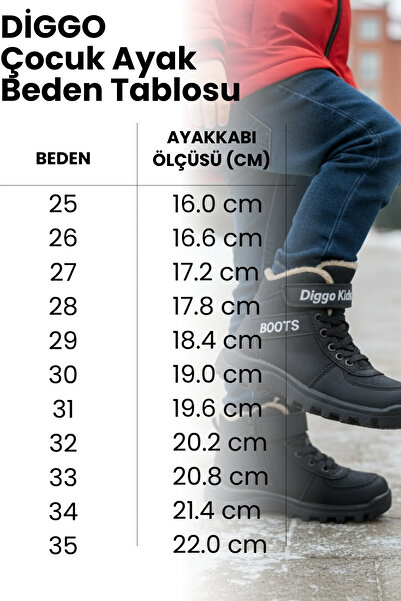 DİGGO KİDS Ανδρικές μαύρες χειμερινές μπότες με φερμουάρ, αδιάβροχες, χοντρή σόλα, άνετα casual παπούτσια