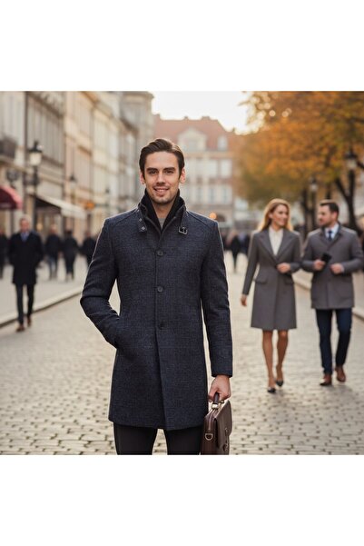 Frappoli Товстий чоловічий пальто з капюшоном - комір Ribana, стандартний крій