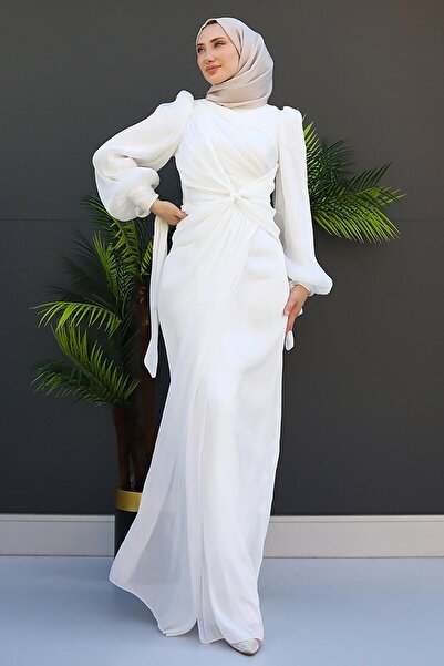 giz astore Orkide İpek Abiye Beyaz