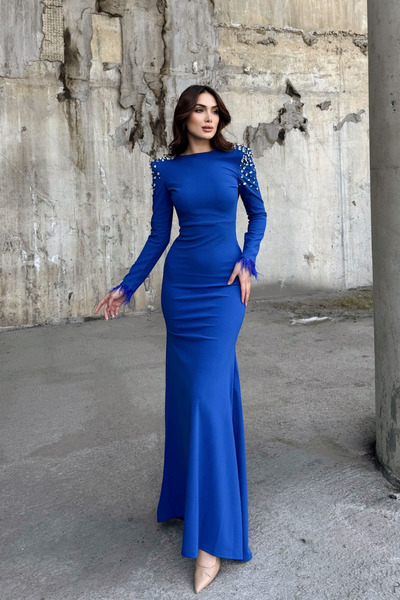 Sindimoda Βραδινό φόρεμα Kayla Omuz Με βάτες Design 583073