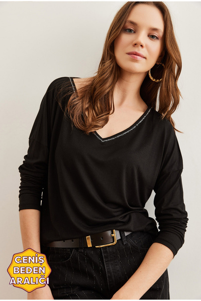 Olalook Жіноча блузка з віскози Gumus з V-подібним вирізом BLZ19002747