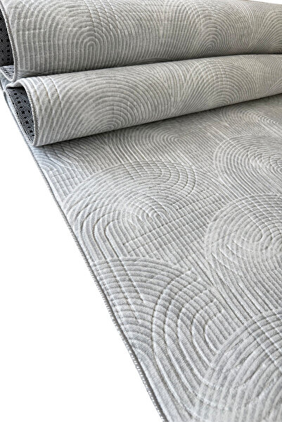 Washable Stainproof Anti-Slip Base Cutting Embossed Living Room Corridor Kitchen Rug Children's Room Gray