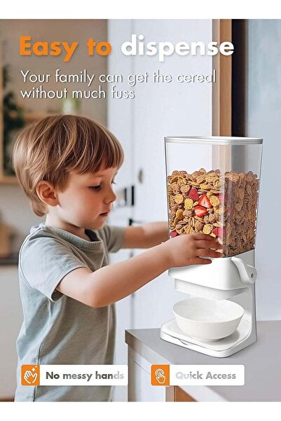 fulina Countertop Cereal Dispenser, 5.5Litre Large Capacity Cereal Container Storage Candy & Snack (White)
