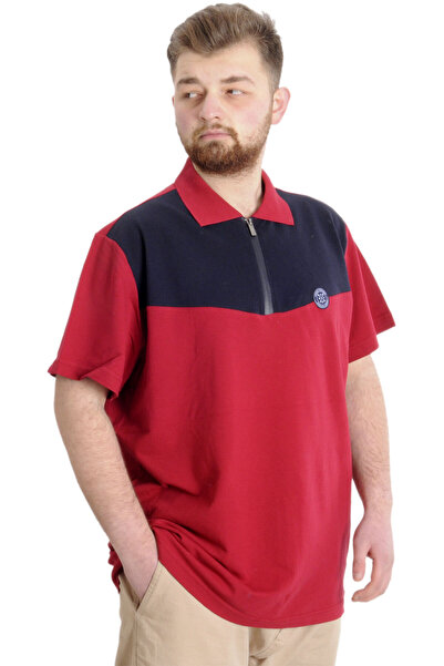 ModeXL Mode Xl Large Size Men's T-shirt Polo Fragmented 23325 Claret Red
