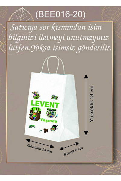 AMBALAJDÜNYAM 25 Adet Minecraft Görselli Doğum Günü Çantası / Poşeti (18*8*24) Bee016-20
