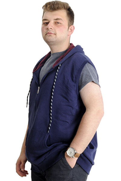 ModeXL Mode Xl Men's Large Size Vest Kangaroo Pocket Zippered 23620 Indigo