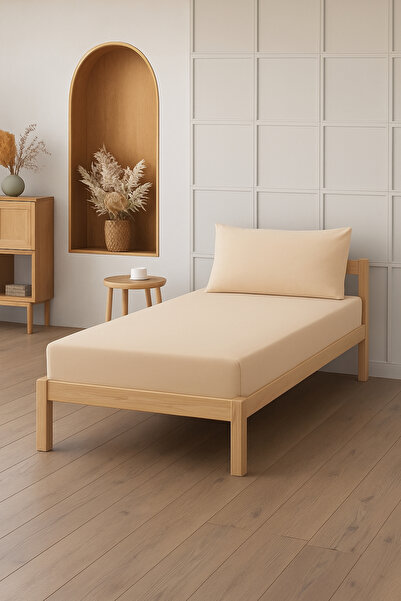 Sevim 100% Cotton Single Fitted Sheet Pillowcase Set (2 Pieces) - 100X200 cm - 120X200 cm