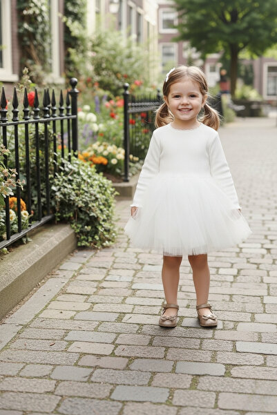 Milangel Beyaz Tütü Etekli Kız Çocuk Balerin Elbise