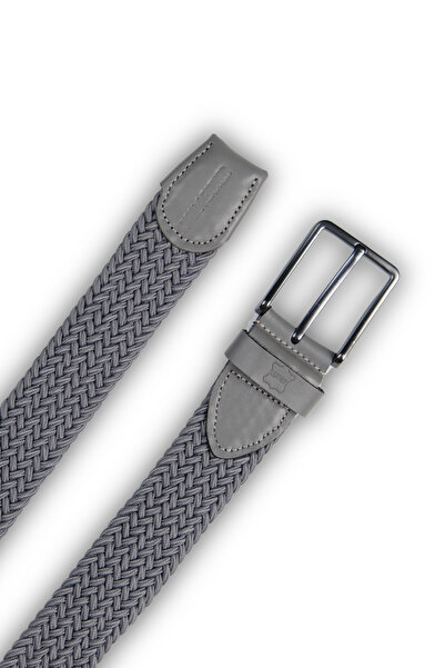 MFT Leather Design Curea elastică tricotată pentru bărbați din piele naturală...