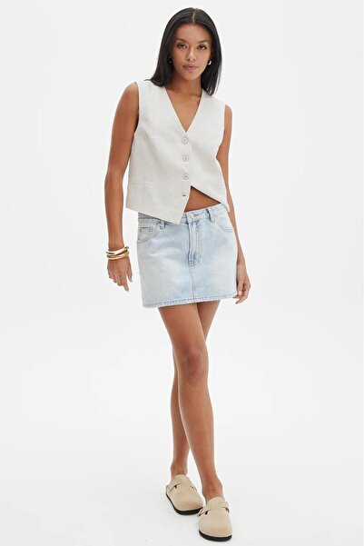 Madmext MG2099 Model Ice Blue Mini Jean Skirt