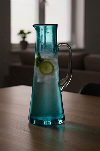 Paşabahçe El İmalatı 1100 cc Kristal Turkuaz Büyük Boy Sürahi 1 Adet 13774