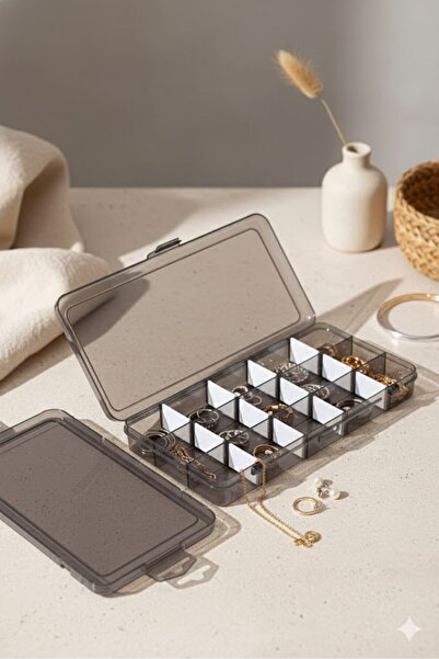 DİVAYS 2 Adet 15 Bölmeli Kolye Yüzük Kapaklı Takı Kutusu Dikiş Kutusu Organiz...