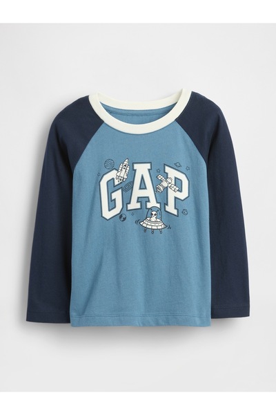 GAP Erkek Bebek Mavi Logo Grafik T-Shirt