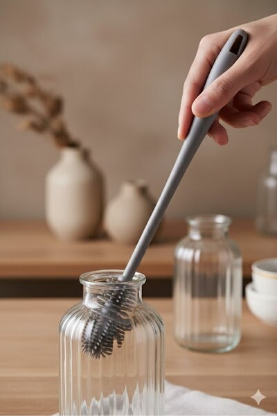 DİVAYS Çok Amaçlı Silikon Şişe Biberon Temizleme Fırçası 33cm | Bpa Free