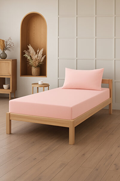 Sevim 100% Cotton Single Fitted Sheet Pillowcase Set (2 Pieces) - 100X200 cm - 120X200 cm