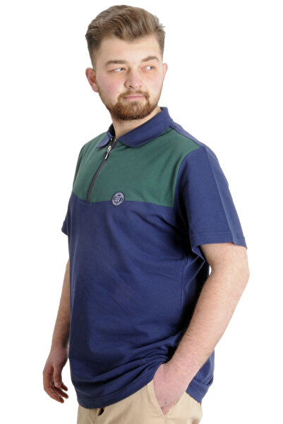 ModeXL Mode Xl Large Size Men's T-shirt Polo Fragmented 23325 Blue