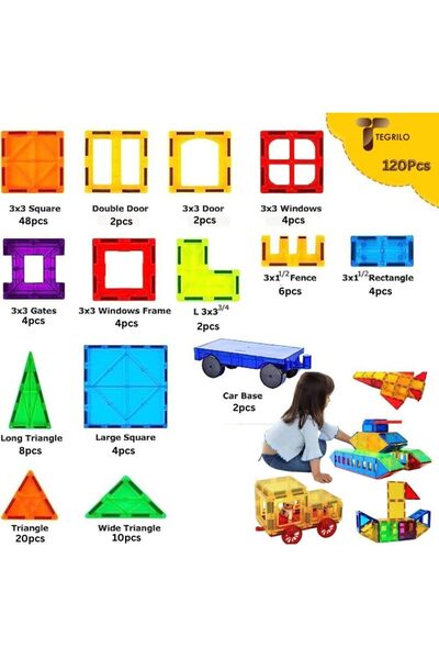 TEGRILO 120 Pcs 3D Magnetic Building Blocks Kids Building Blocks Set Magnetic Building Construction