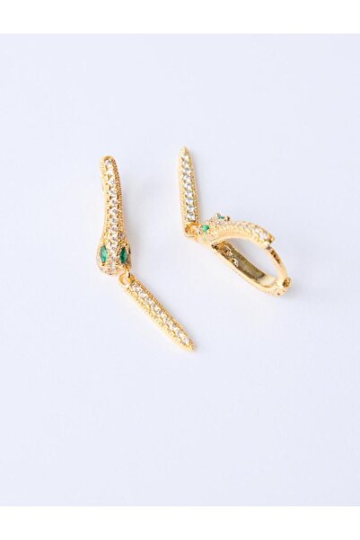 Jimmy Key Gold Color Snake Figured Sparkling Clip-On Earrings
