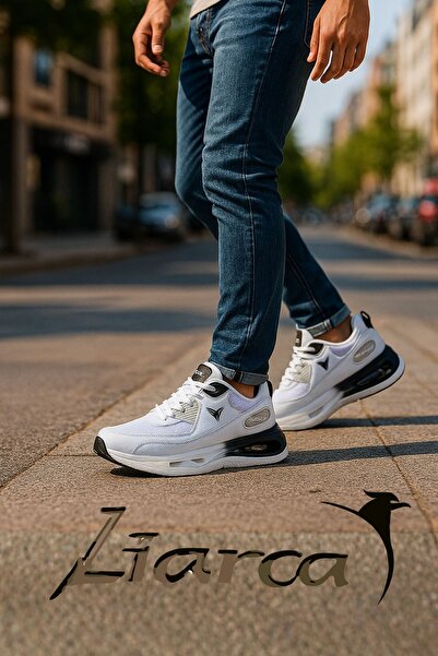 Liarca Airnova Men's White Black Air Sole Anatomical Comfort Casual Sports Shoes