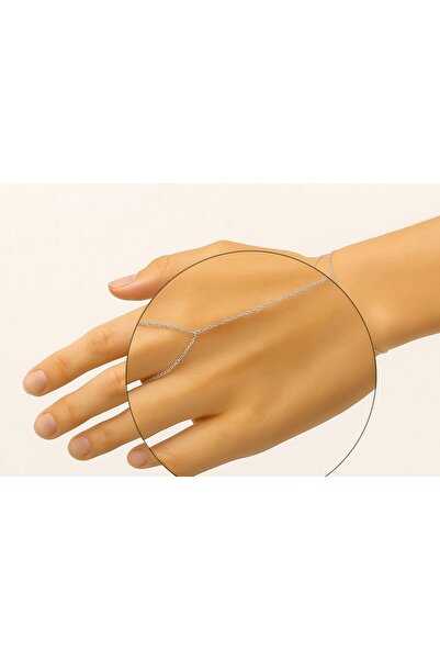 Aychra Zarif Beyaz Altın Renk Bieklik , El Zinciri / Hal Hal / Uzun Zincirli