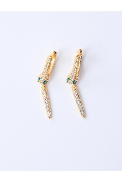Jimmy Key Gold Color Snake Figured Sparkling Clip-On Earrings